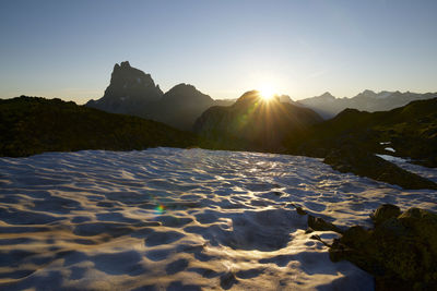 Midi d`ossau peak in ossau valley, pyrenees in france.