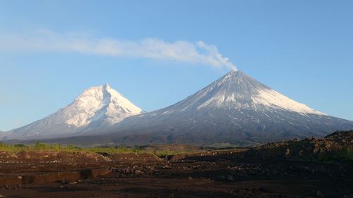 Scenic view of snowcapped mountain against sky