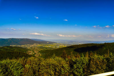 Scenic view of landscape against blue sky