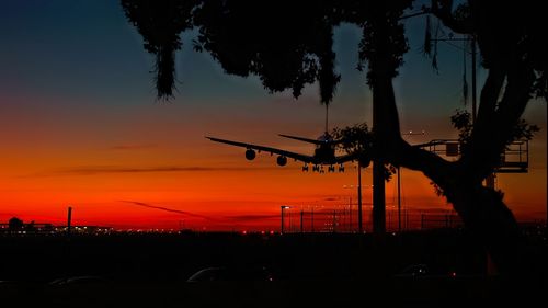 Silhouette trees against sky during sunset