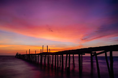 Scenic view of calm sea at sunset