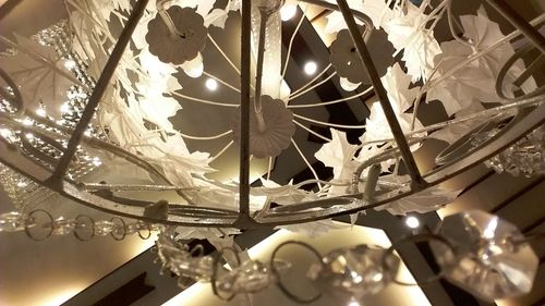 Low angle view of illuminated chandelier