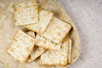 High angle view of bread