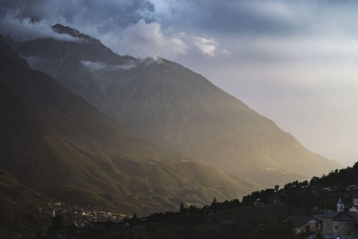 Scenic view of mountains against sky