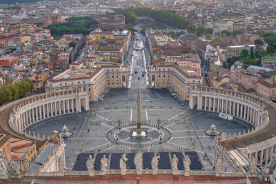 High angle view of buildings in city