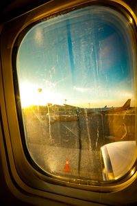 Close-up of airplane window