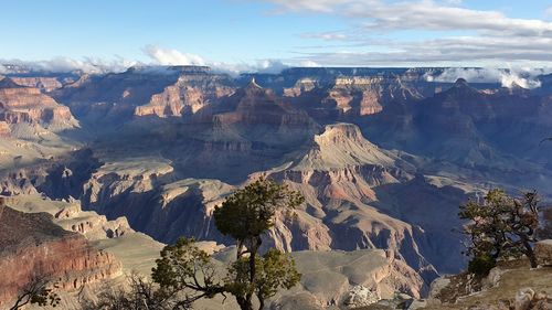 Panoramic view of landscape and mountains against sky