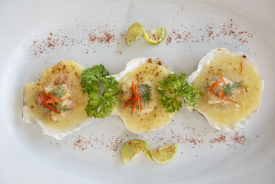 High angle view of meal served in plate