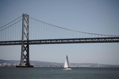 Sailboat sailing in sea