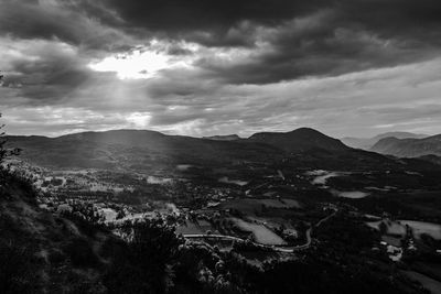 High angle view of landscape against sky