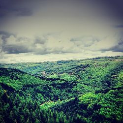 Scenic view of landscape against cloudy sky