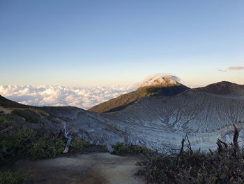 Scenic view of mountains against clear sky