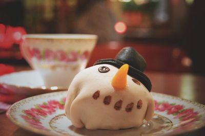 Close-up of dessert in plate on table