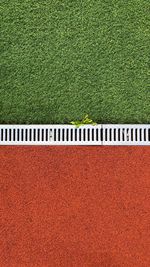 High angle view of soccer field
