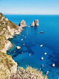 Capri - scenic view of sea against clear blue sky