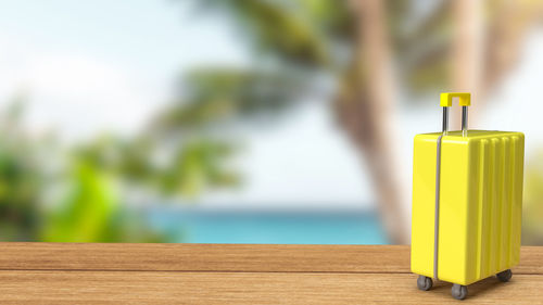 Close-up of yellow toy on table