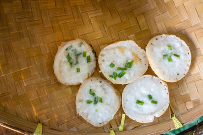 High angle view of food in basket