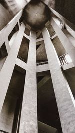 Low angle view of spiral staircase in building