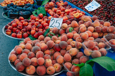 High angle view of fruits in market