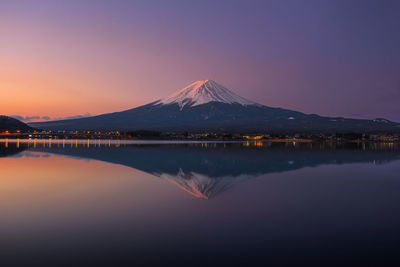 Scenic view of mt. fuji against sky during sunset