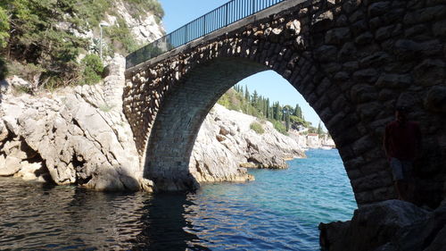 Bridge over river against sky