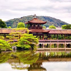 Reflection of built structure in lake