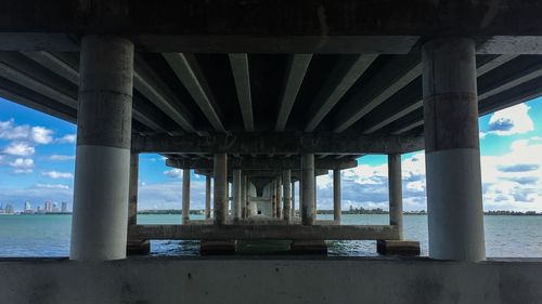 Bridge over sea against sky