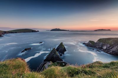 Scenic view of sea against sky during sunset