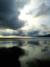 Scenic view of reflection of clouds in water