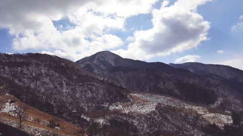 Scenic view of mountains against sky