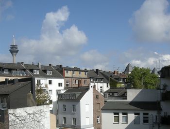 High angle view of cityscape against sky