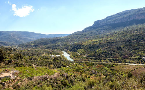 Scenic view of mountains against sky