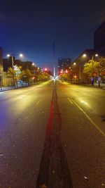 Surface level of road at night