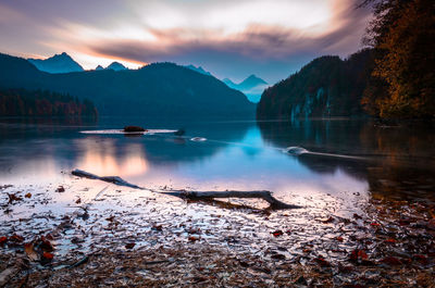 A long exposure of an alp lake