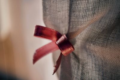 Close-up of ribbon on fabric
