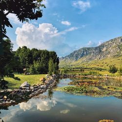 Scenic view of lake against sky