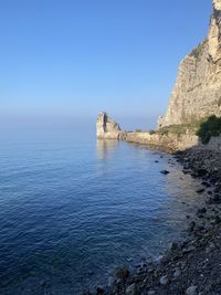 Scenic view of sea against clear sky