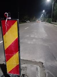 Road sign at night