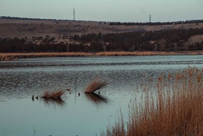 Scenic view of lake against sky