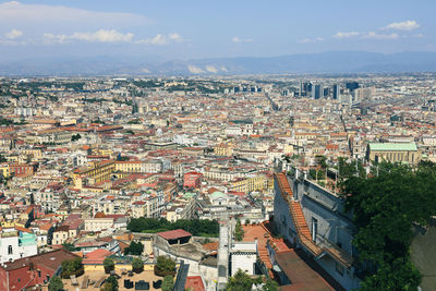 High angle view of townscape against sky