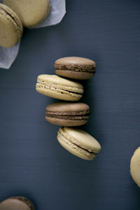 High angle view of cookies on table