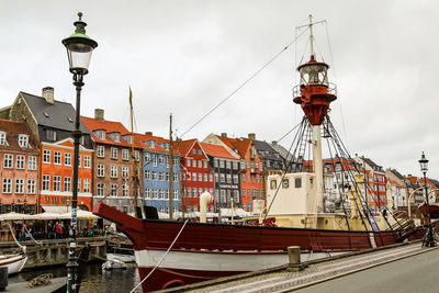 Ship moored at harbor