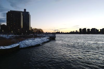 View of city at sunset