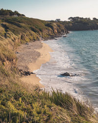 Enclosed view over sandy beach in southern france