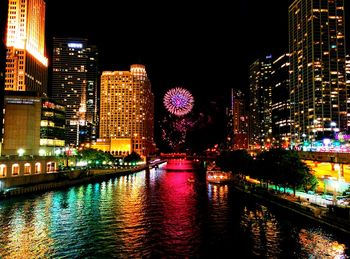 Illuminated city at night