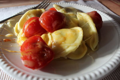 High angle view of breakfast served in plate