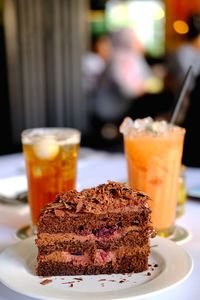 Close-up of dessert in plate on table