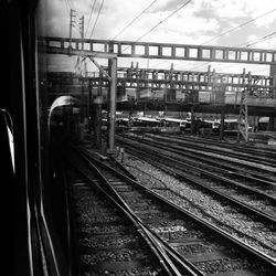 Railroad station against sky