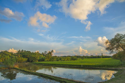 Scenic view of lake against sky