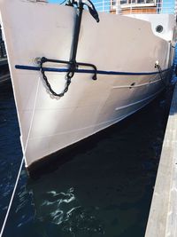 Close-up of ship sailing in sea